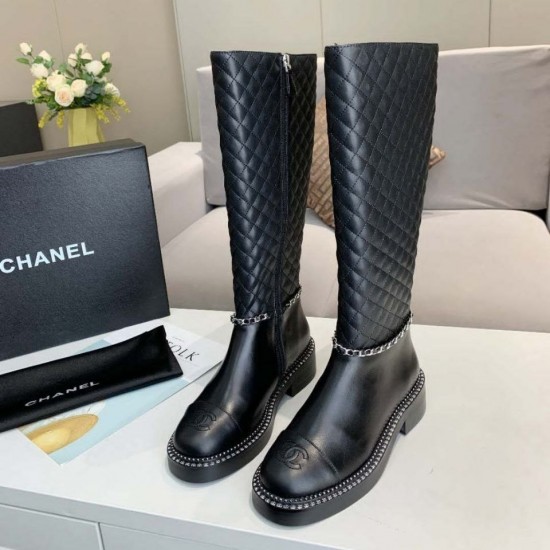 Сапоги Chanel стеганые чёрные