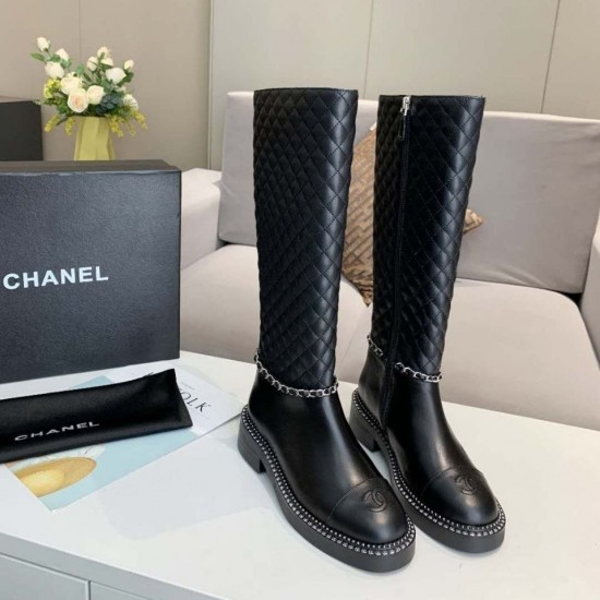 Сапоги Chanel стеганые чёрные