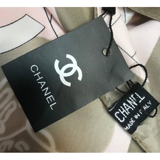 Шёлковый платок Chanel бледно-розовый