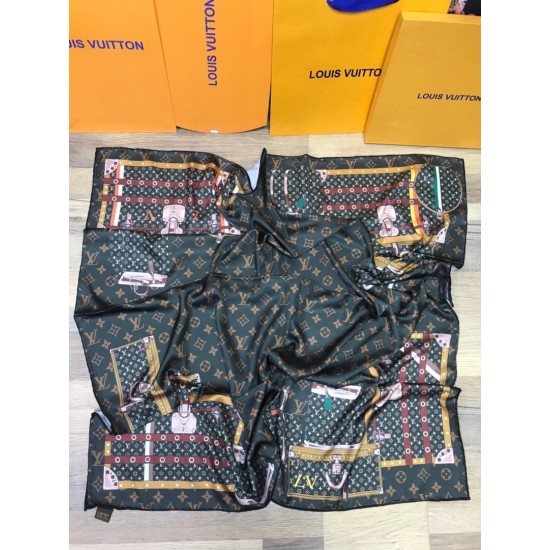 Платок Louis Vuitton с рисунком брендовых сумок