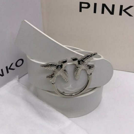 Ремень Pinko белый с серебристой пряжкой