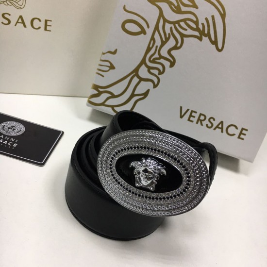 Ремень VERSACE с роскошной серебряной пряжкой