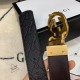 Ремень Gucci с тиснением и золотистой пряжкой GG