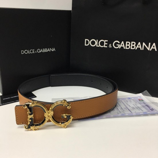 Ремень чёрный Dolce Gabbana с золотистой пряжкой