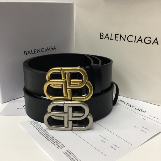 Ремень Balenciaga чёрный с серебряной бляшкой