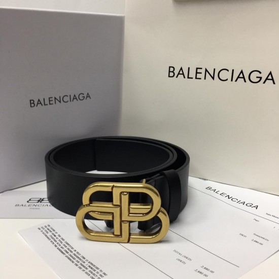 Ремень Balenciaga чёрный с серебряной бляшкой