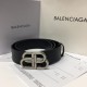 Ремень Balenciaga чёрный с серебряной бляшкой