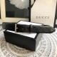 Ремень Gucci чёрный с тиснением и квадратной пряжкой