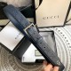 Ремень Gucci синий с тиснением и квадратной пряжкой