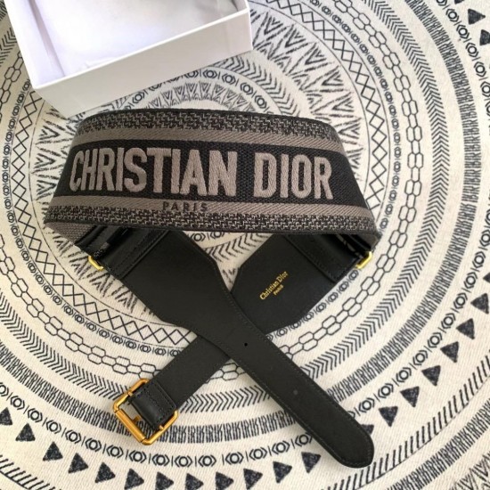 Комбинированный ремень Dior тёмно-серый