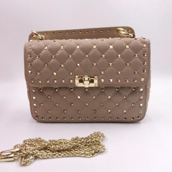 Сумка Valentino Roman Stud The Shoulder Bag бежевая