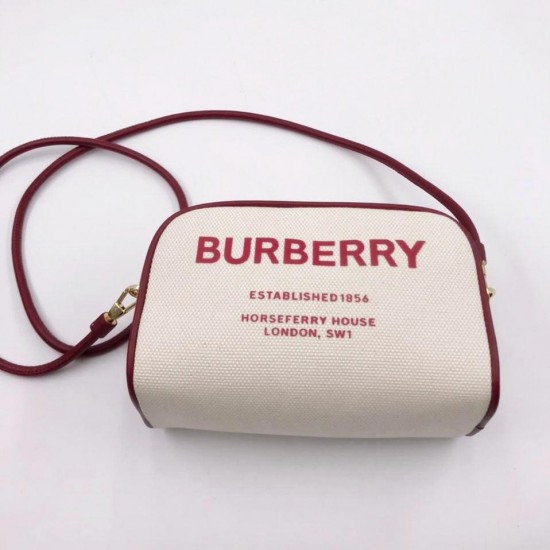 Сумка Burberry Cube белая с красной отделкой