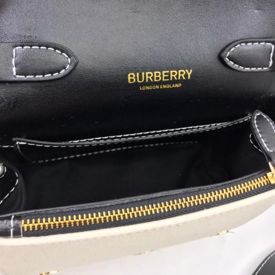 Сумка Burberry Note Medium белая с чёрной отделкой