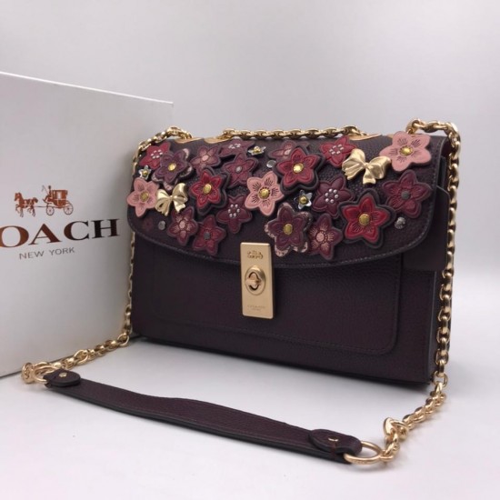 Сумка Coach с 3D аппликацией цветов