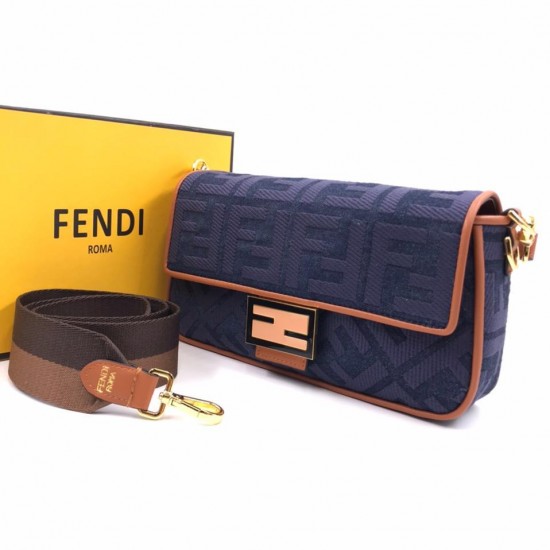 Сумка Fendi из холщовой ткани FF синяя