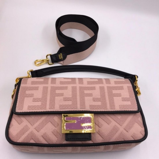 Сумка Fendi из холщовой ткани FF розовая