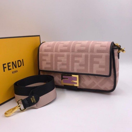 Сумка Fendi из холщовой ткани FF розовая