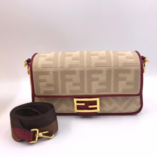 Сумка Fendi из холщовой ткани FF светло-бежевая