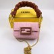 Сумка Fendi Baguette mini с плетеной ручкой розовая