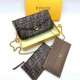 Мини-сумка Fendi с объемным принтом FF коричневая