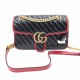 Сумка Gucci GG Marmont чёрная с красной отделкой