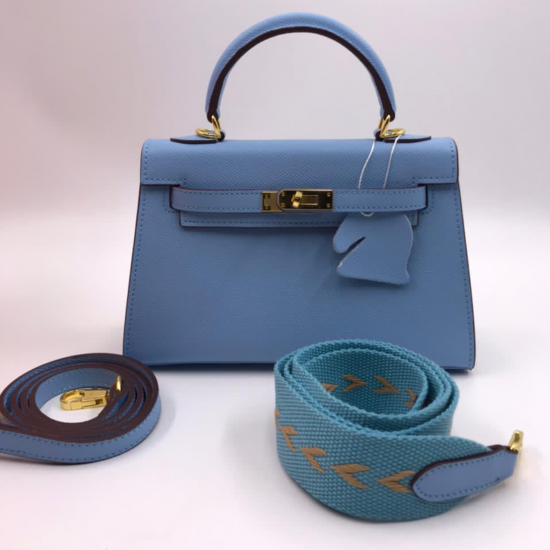 Сумка Hermes Kelly Mini II голубая