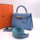 Сумка Hermes Kelly Mini II голубая