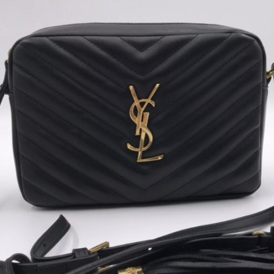 Сумка YSL на плечо Loulou черная золотой фурнитурой