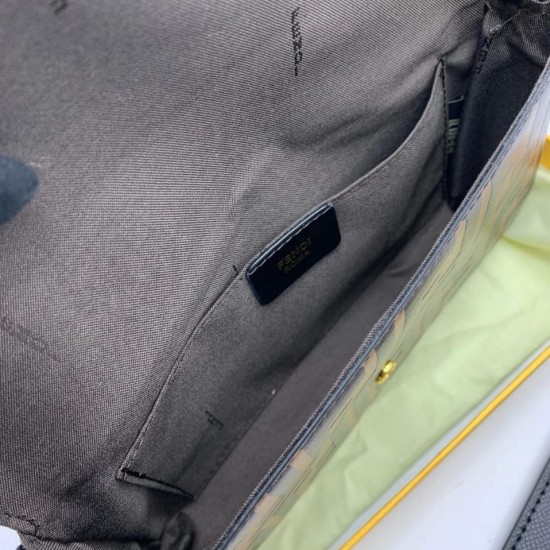 Мини-сумка Fendi с объемным принтом FF коричневая