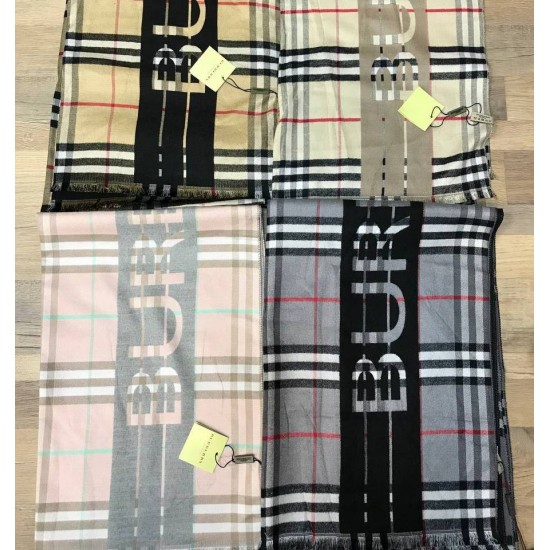 Палантин Burberry Vintage Check с надписью Burberry серо-розовый