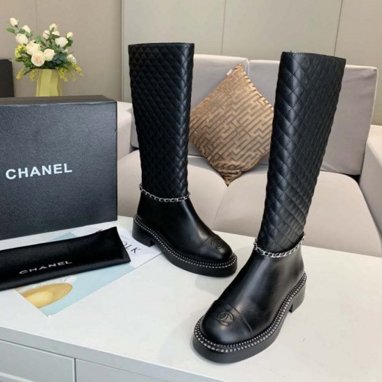 Сапоги Chanel стеганые чёрные