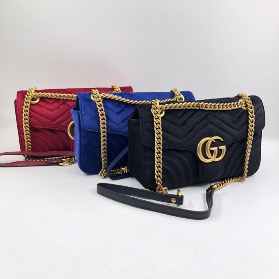 Сумка Gucci GG Marmont бархатная чёрная