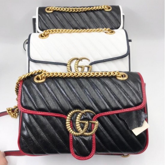 Сумка Gucci GG Marmont чёрная с красной отделкой